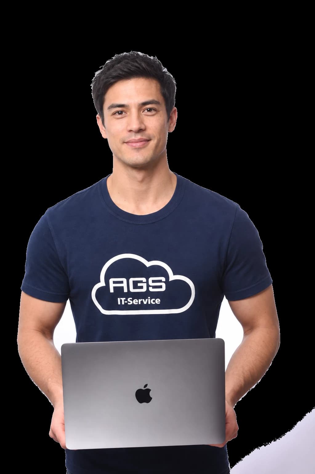 Ansprechpartner von AGS IT-Service mit Laptop