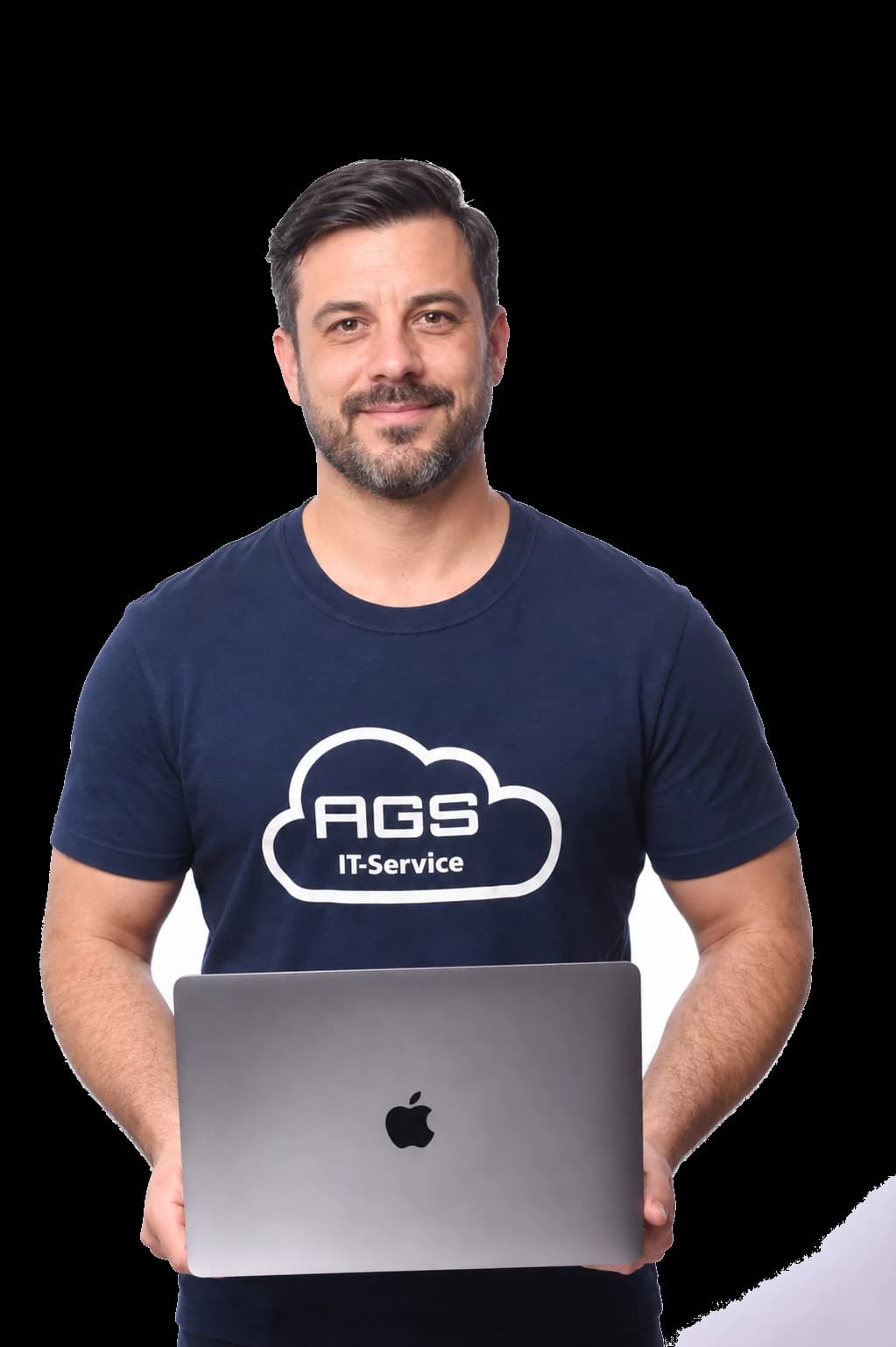 Mitarbeiter von AGS IT-Service mit Laptop