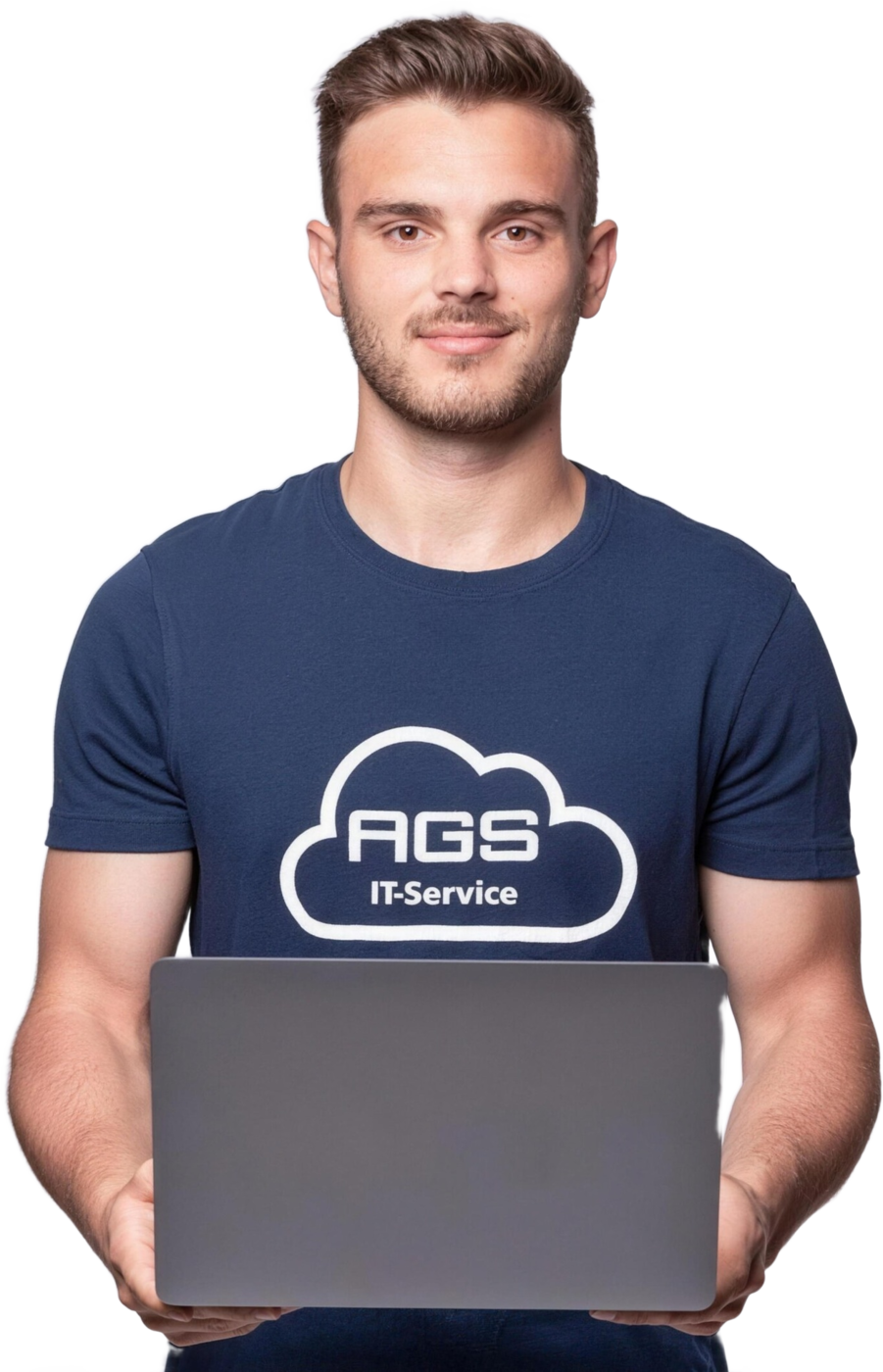 Mitarbeiter von AGS IT-Service mit Laptop